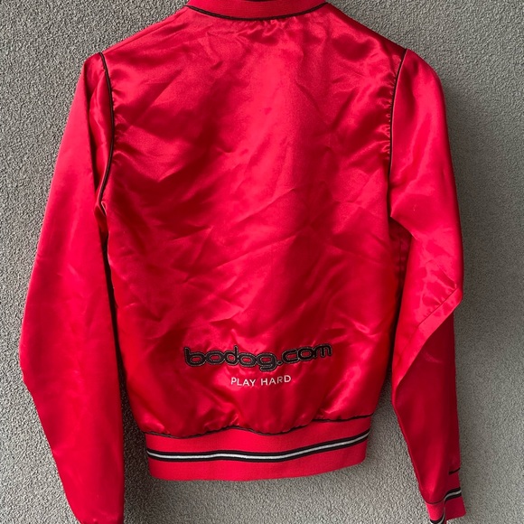 BoDog Casino Red Jacket, Play Hard, Red Black Shiny Jacket,Small Bomber Jacket, - Picture 3 of 10